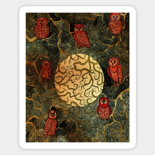 Owls. Gothic Mysteries Design. Sticker